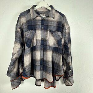 Urban Outfitters BDG Womens Oversized Plaid Flannel Shirt Large Blue White New